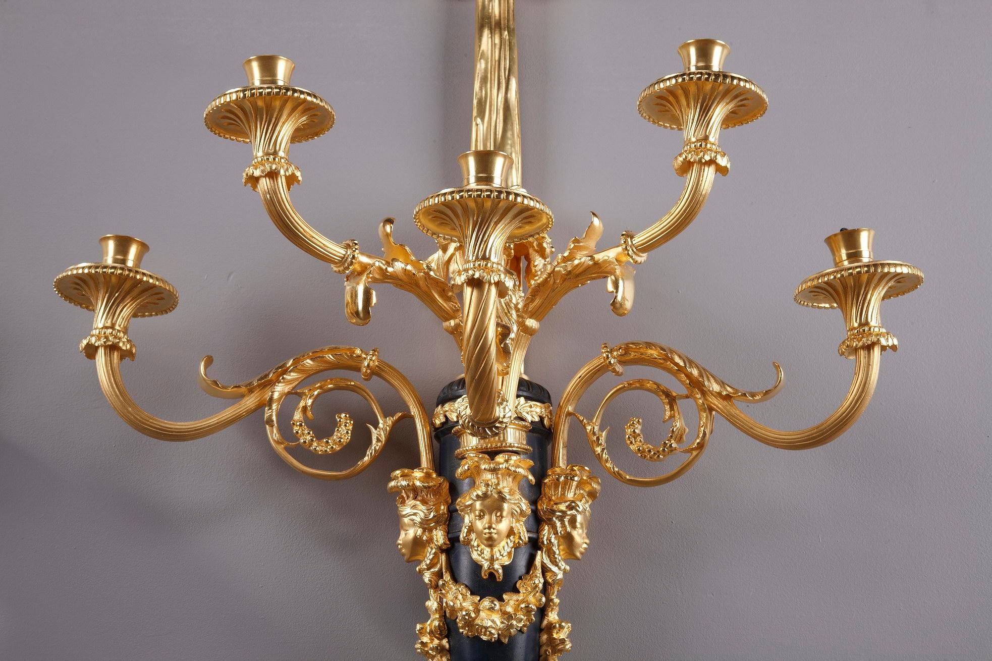 Monumental Louis XVI Style Wall Sconces after Thomire For Sale 1