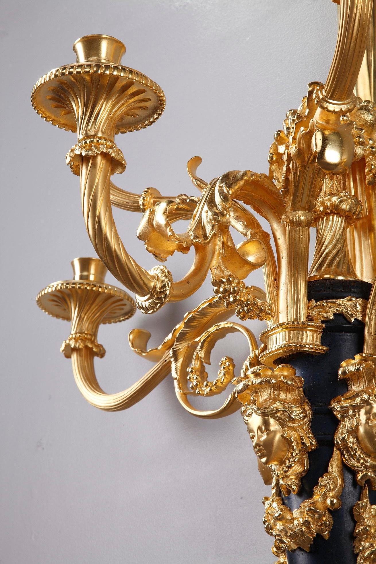 Monumental Louis XVI Style Wall Sconces after Thomire For Sale 2