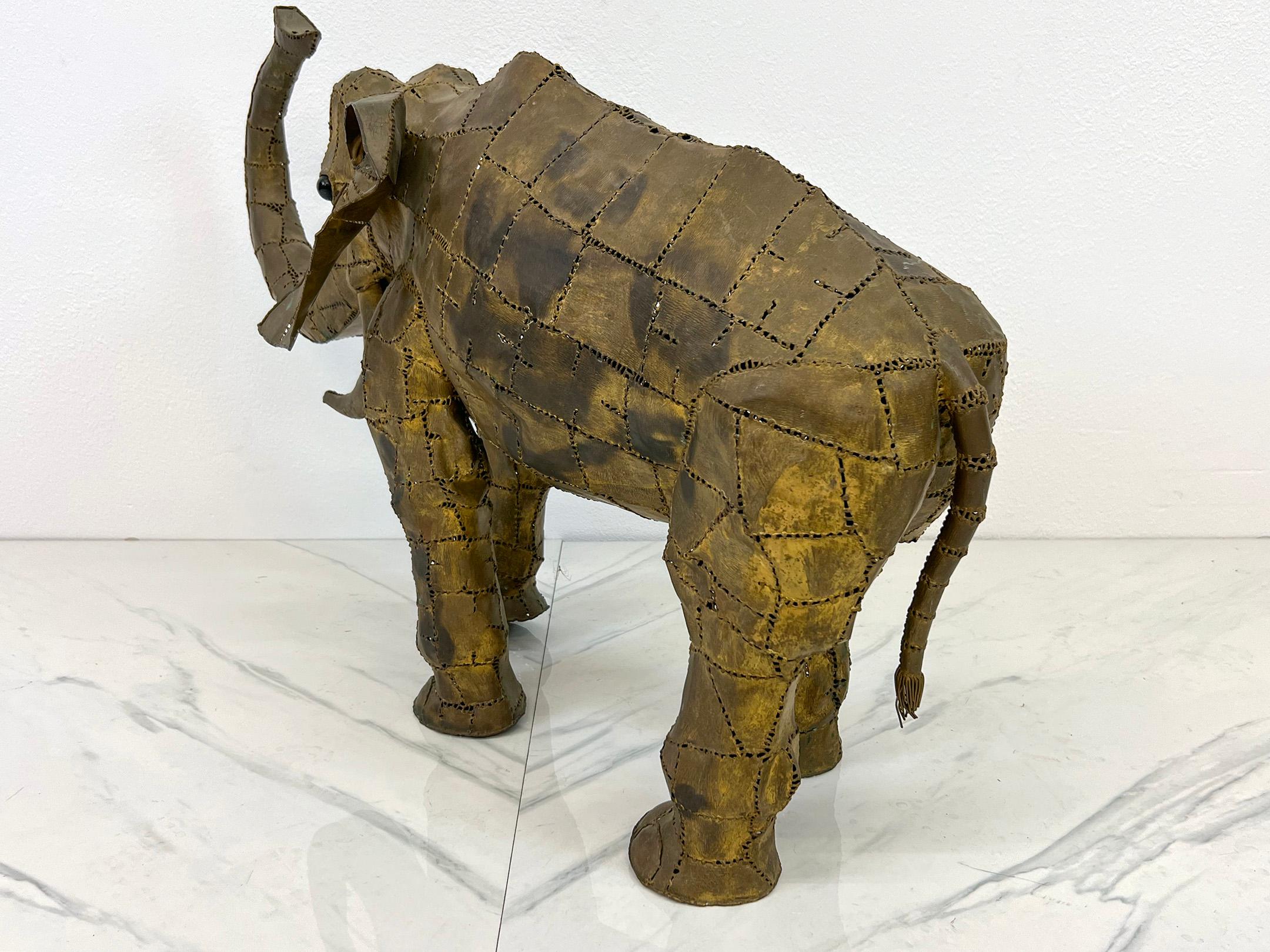 Mexican Monumental Luciano Bustamante Brass Patchwork Elephant Sculpture, 1970's