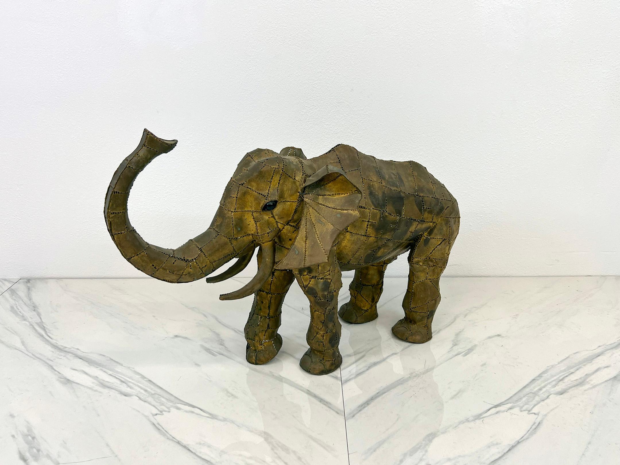 Monumental Luciano Bustamante Brass Patchwork Elephant Sculpture, 1970's In Good Condition In Culver City, CA