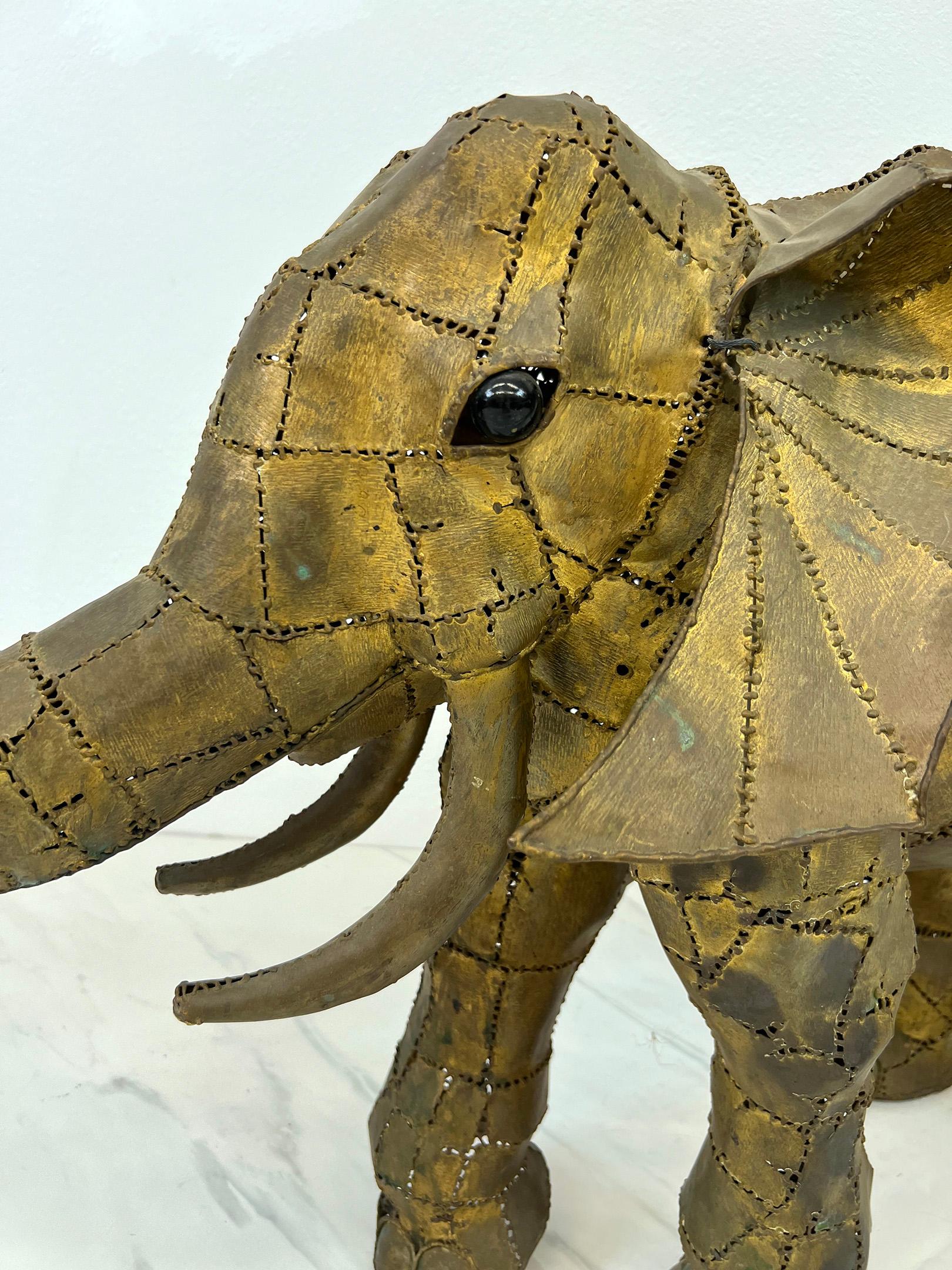 Late 20th Century Monumental Luciano Bustamante Brass Patchwork Elephant Sculpture, 1970's
