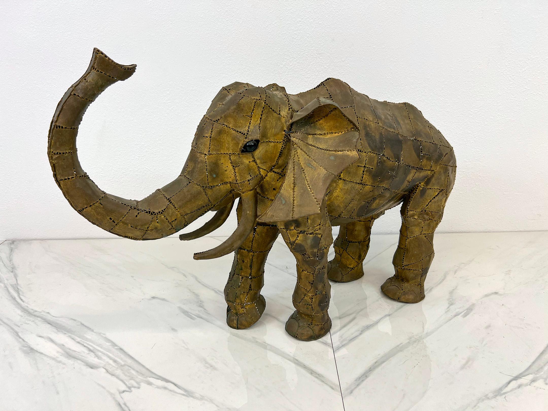Monumental Luciano Bustamante Brass Patchwork Elephant Sculpture, 1970's 1