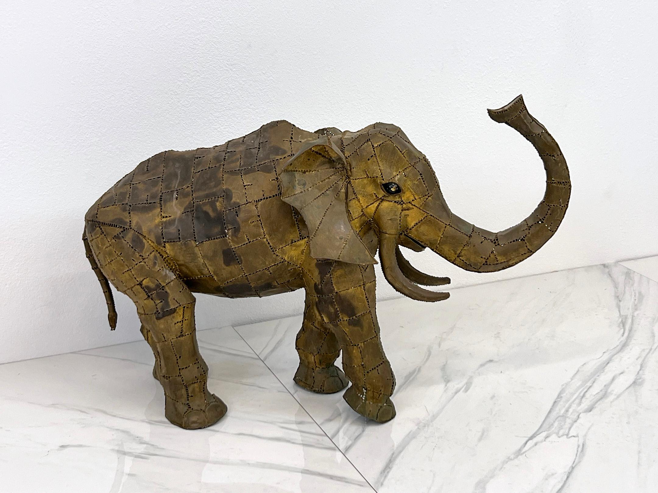 Monumental Luciano Bustamante Brass Patchwork Elephant Sculpture, 1970's 3