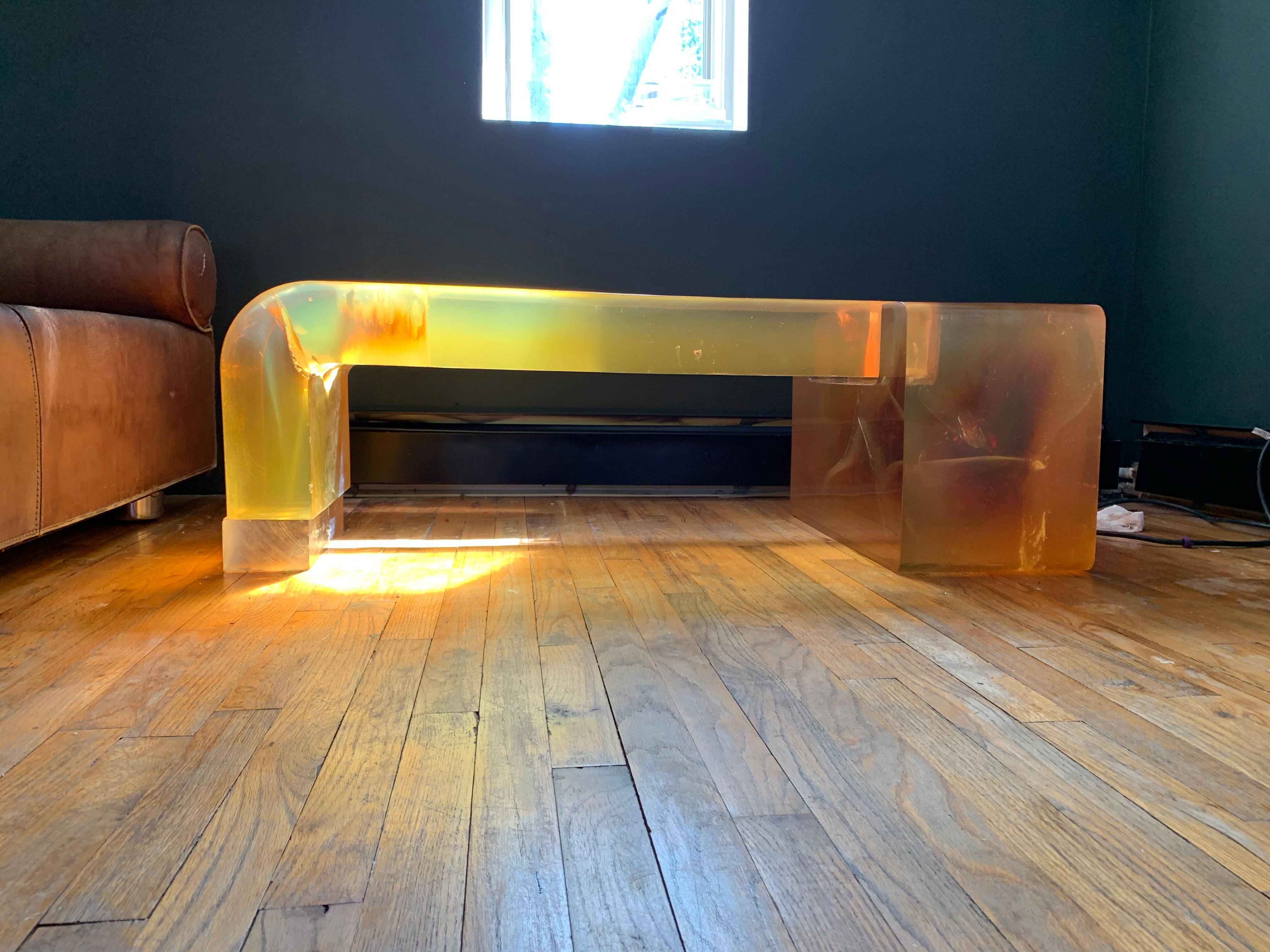 Monumental Lucite Block Coffee Table, in the Manner of Gary Gutterman, USA 1970S 3