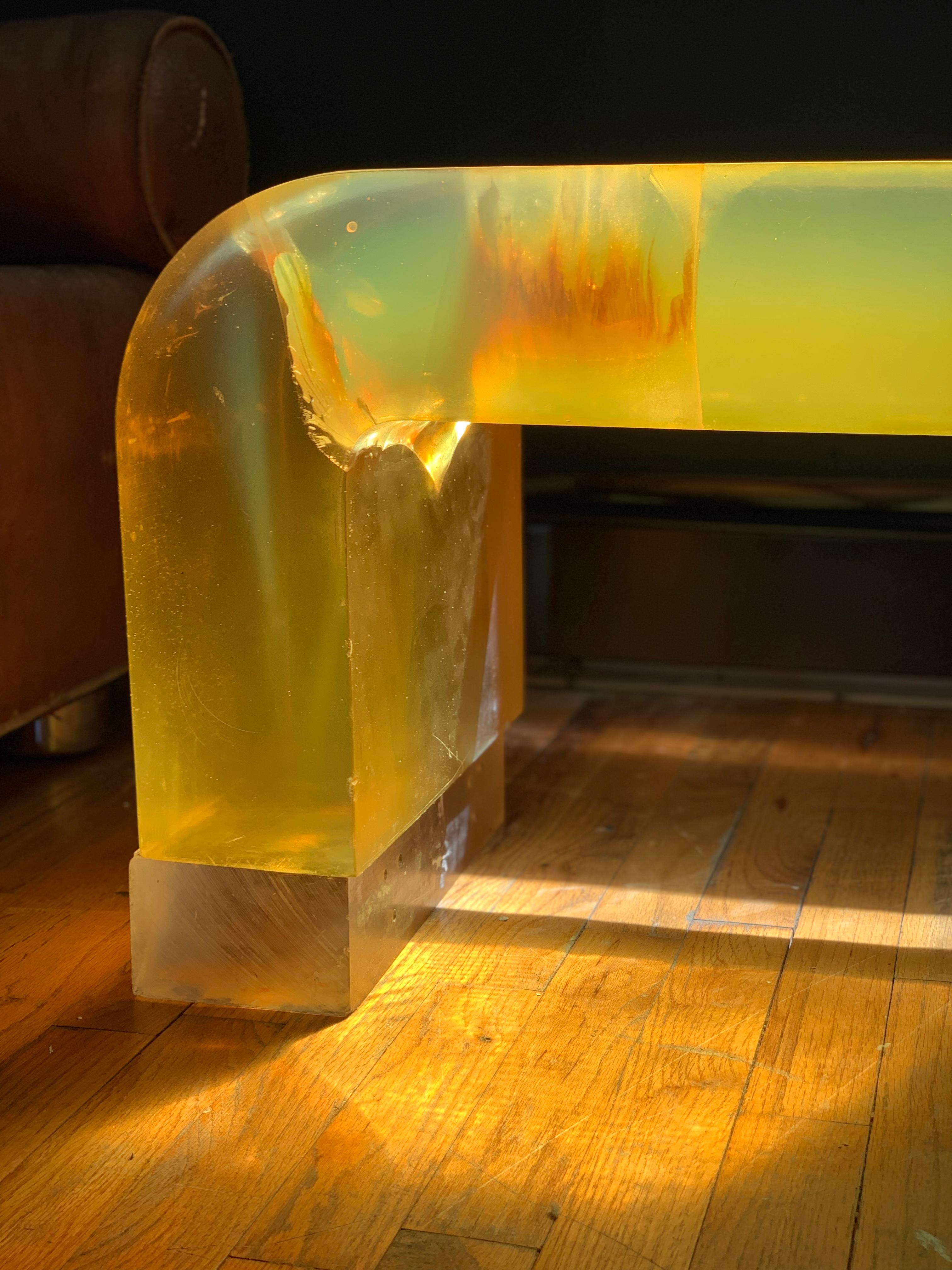 Monumental Lucite Block Coffee Table, in the Manner of Gary Gutterman, USA 1970S 1