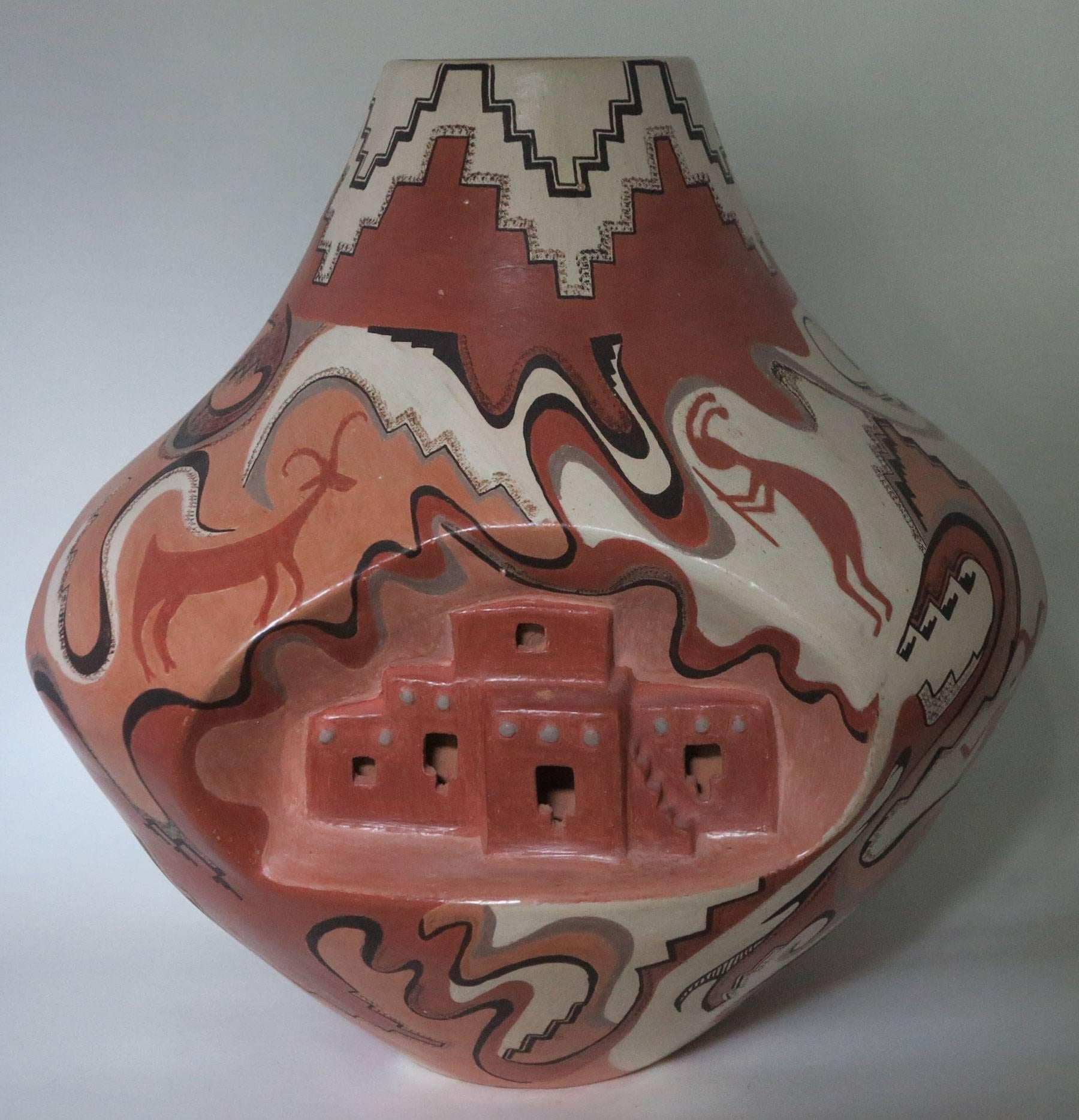Américain Monumental vase Navajo Lucy Leuppe McKelvey « Échos des Anasazi » en vente