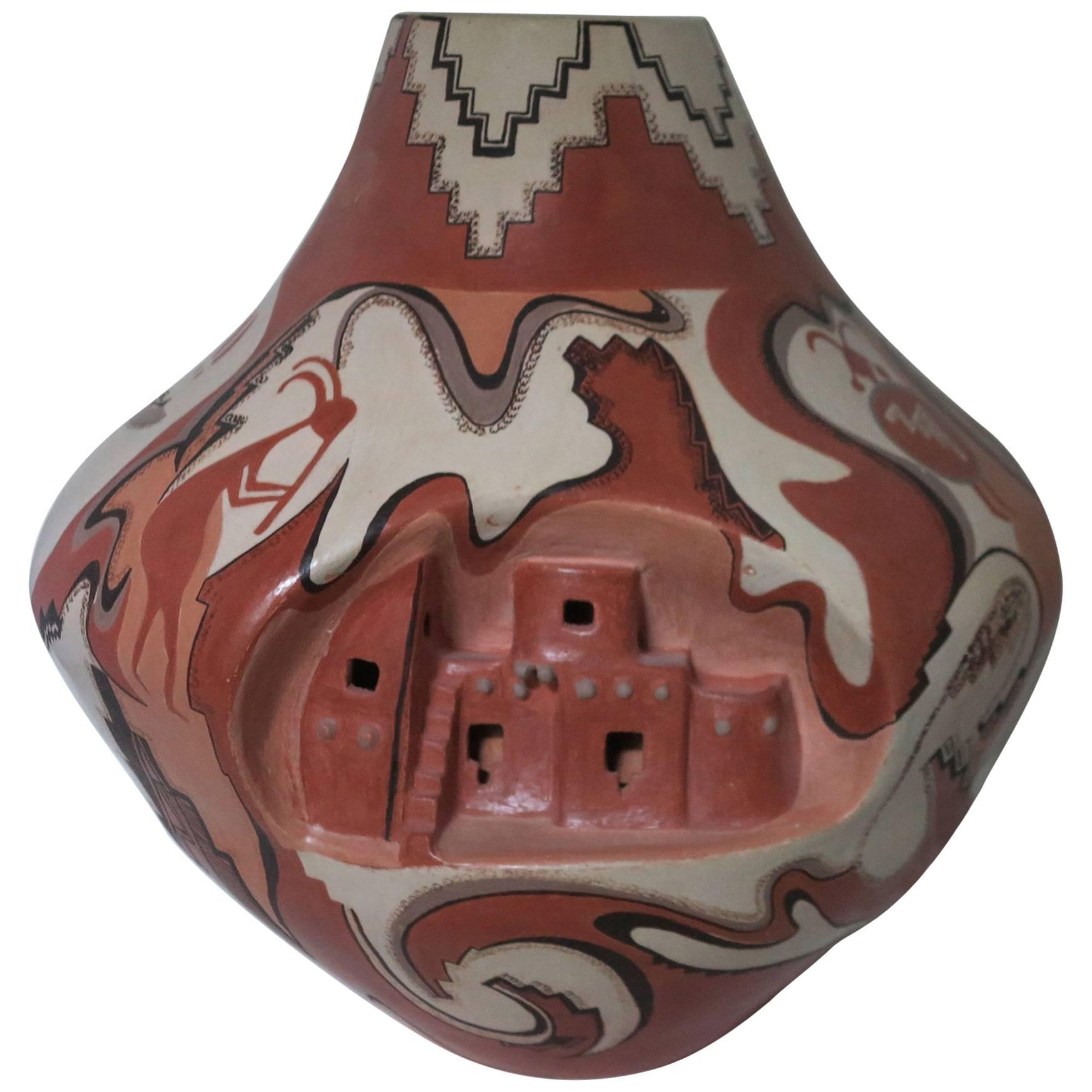 Monumental vase Navajo Lucy Leuppe McKelvey « Échos des Anasazi » en vente