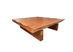 Monumental Lychee Wood Sofa Table with Sculptural Organic Form
