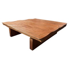 Monumental Lychee Wood Sofa Table with Sculptural Organic Form