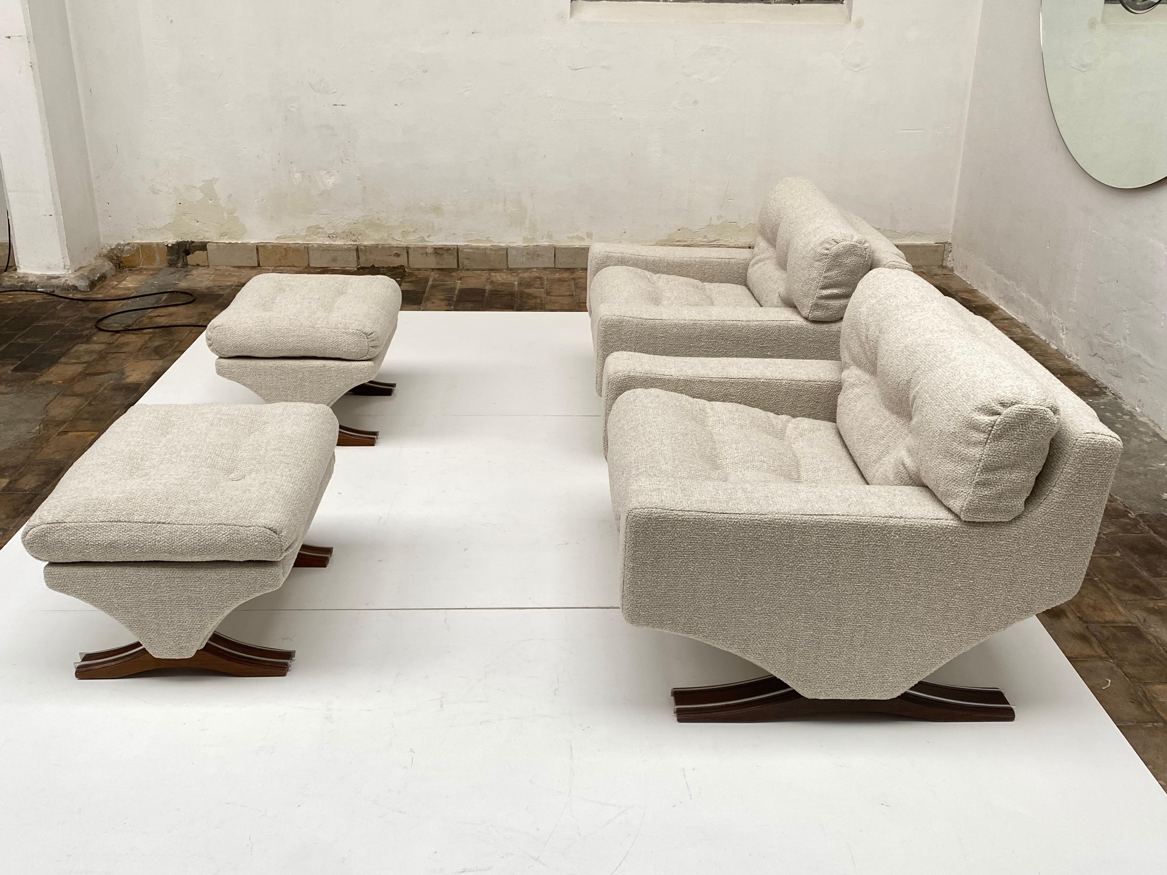 Monumental 'Magister' Lounge Chairs and Ottomans by Sculptor Franz Sartori, 1966 7