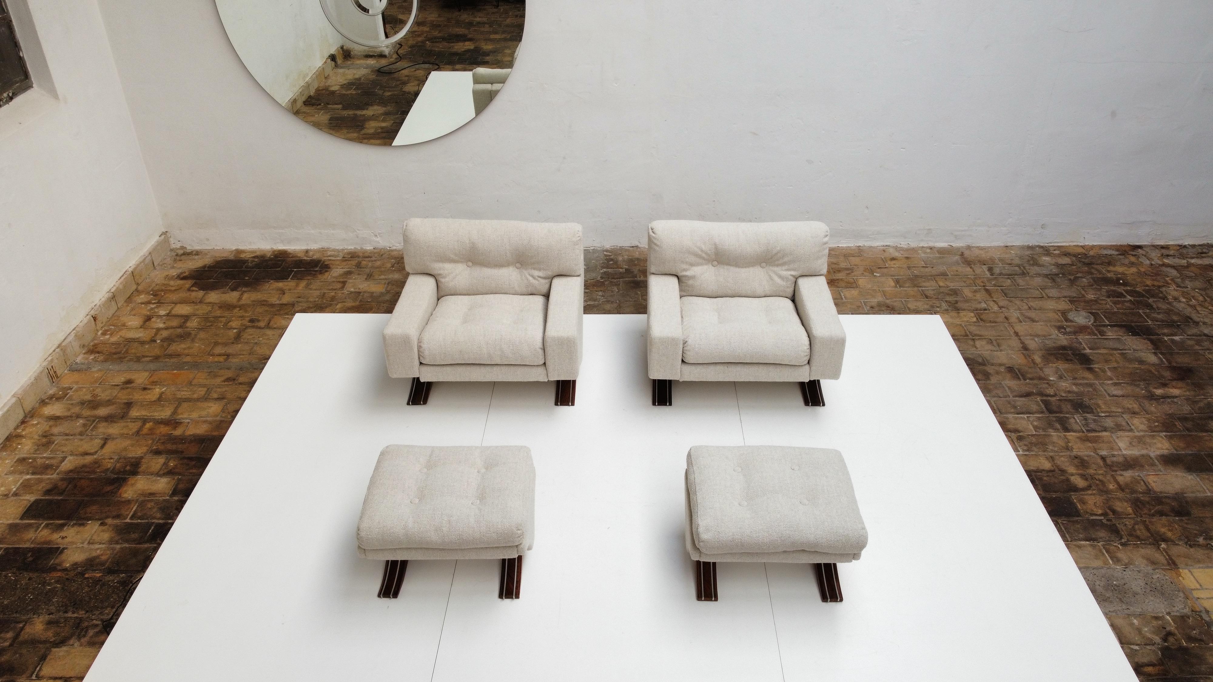 Monumental 'Magister' Lounge Chairs and Ottomans by Sculptor Franz Sartori, 1966 1