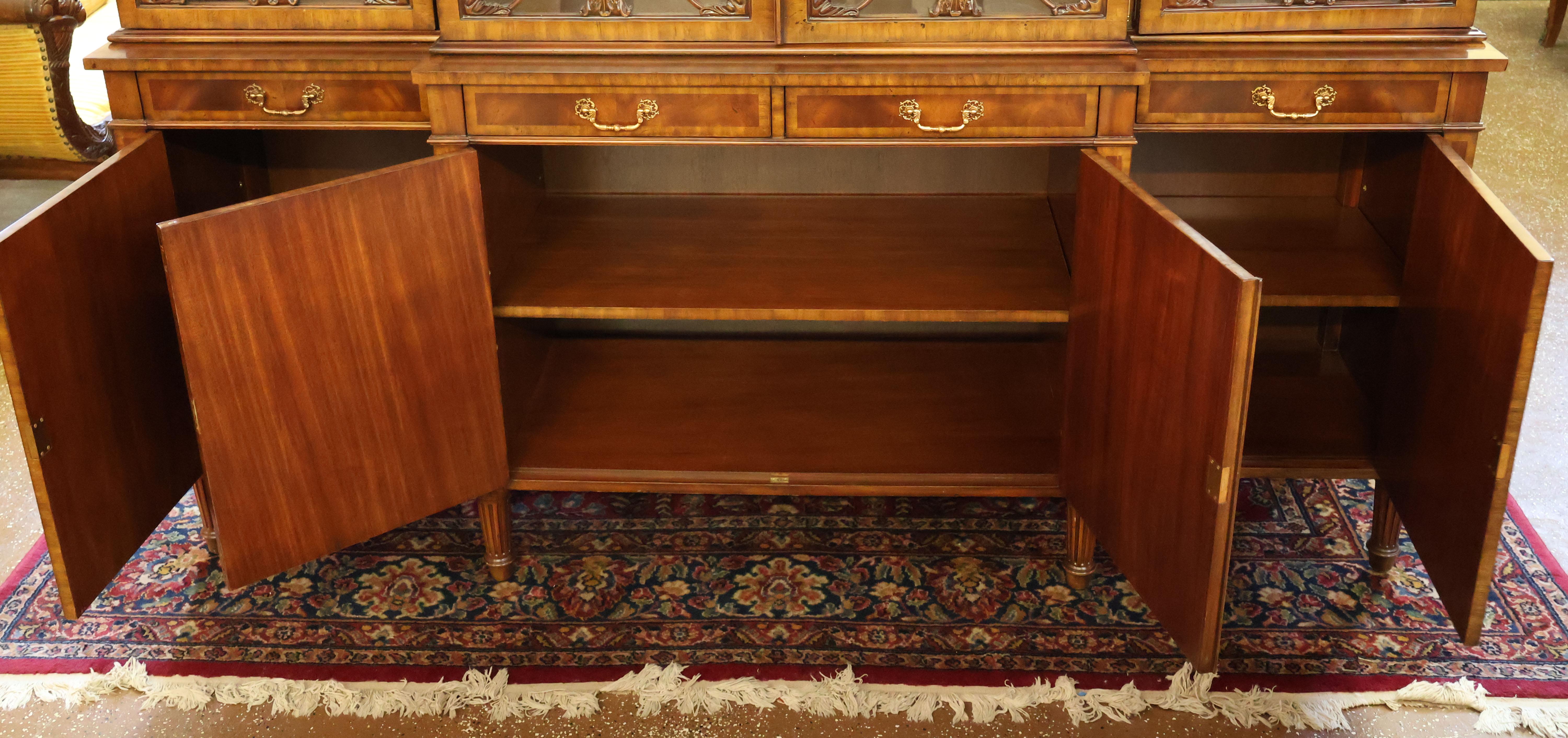 Monumental Mahogany Maitland Smith Bookcase China Cabinet Breakfront For Sale 4