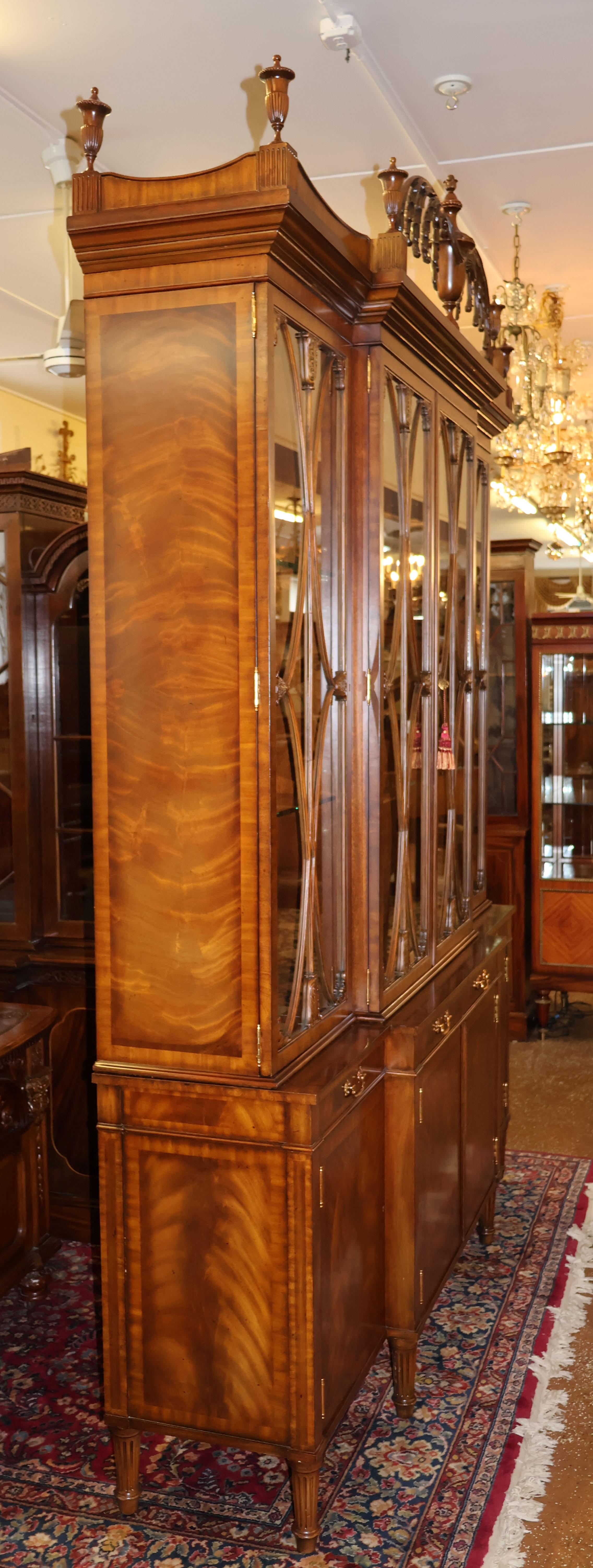 Monumental Mahogany Maitland Smith Bookcase China Cabinet Breakfront For Sale 10