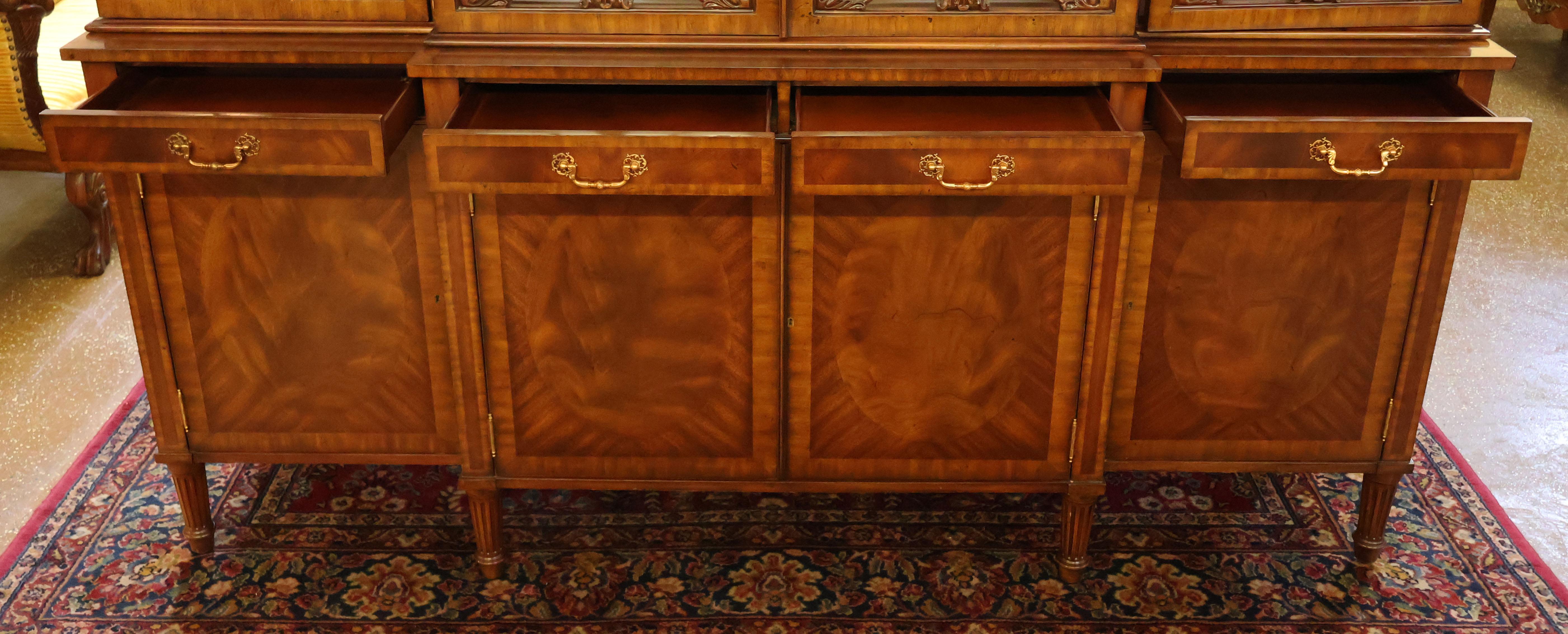 Monumental Mahogany Maitland Smith Bookcase China Cabinet Breakfront In Good Condition For Sale In Long Branch, NJ