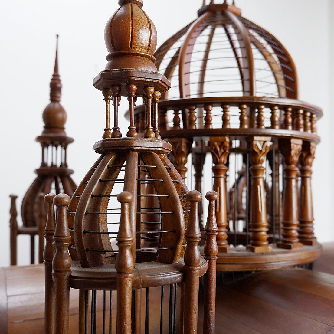 Monumental Mahogany Sacre Coeur Cathedral Bird Cage on Stand, 20th Century For Sale 1