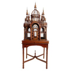Monumental Mahogany Sacre Coeur Cathedral Bird Cage on Stand, 20th Century