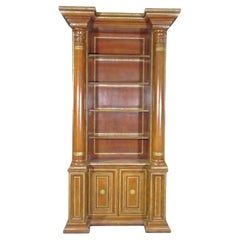 Monumental Maitland Smith Gold Tooled Leather Wrapped Bookcase