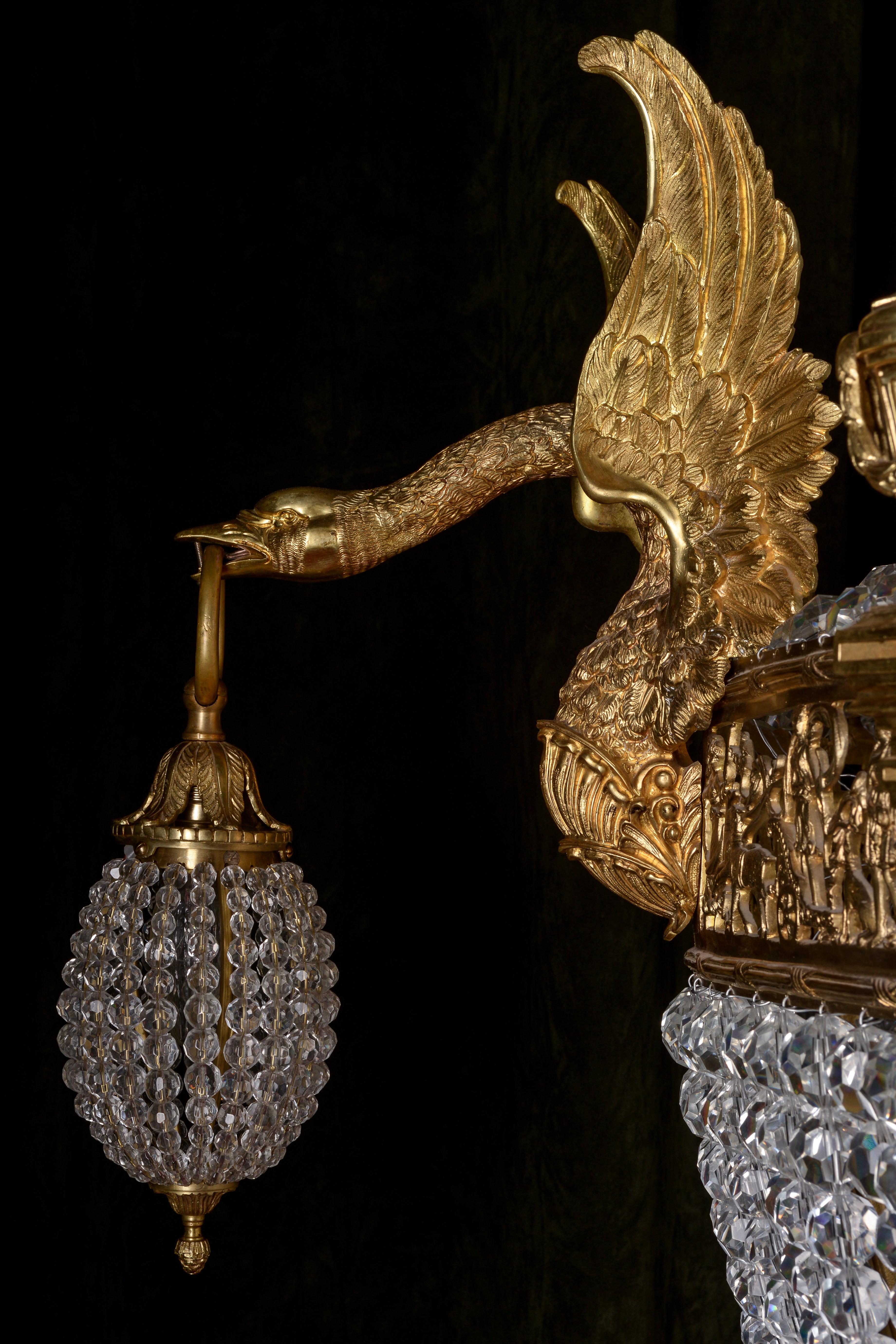 Hand-Carved Monumental Majestic Splendid Chandelier in Empire Style For Sale