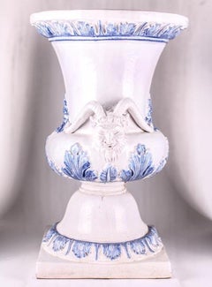 Monumental Majolica Grecian Style Urn