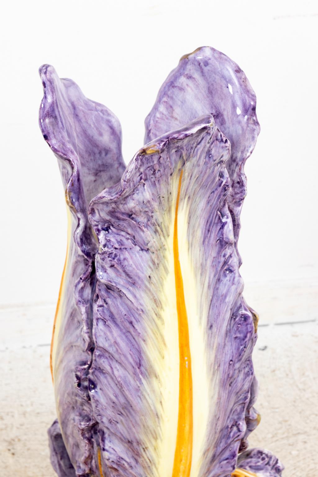 Monumental Majolica Iris Vase For Sale 3