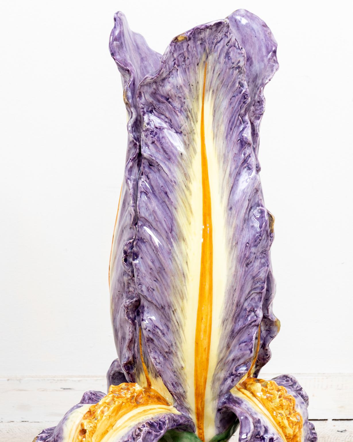 Monumental Majolica Iris Vase For Sale 2