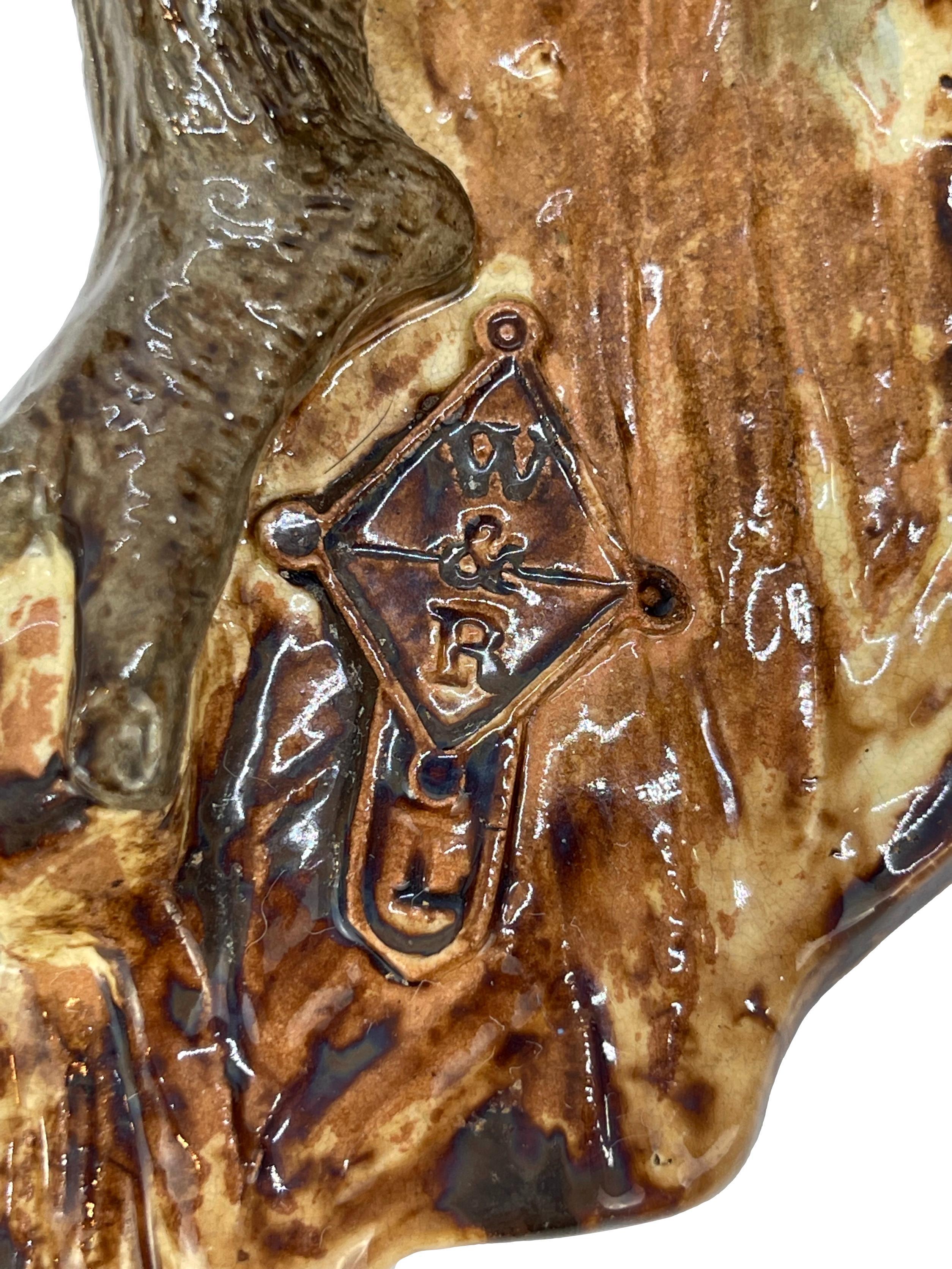 Monumental Majolica Monkey Wall Pocket by Wayte & Ridge, English, ca. 1860 For Sale 2