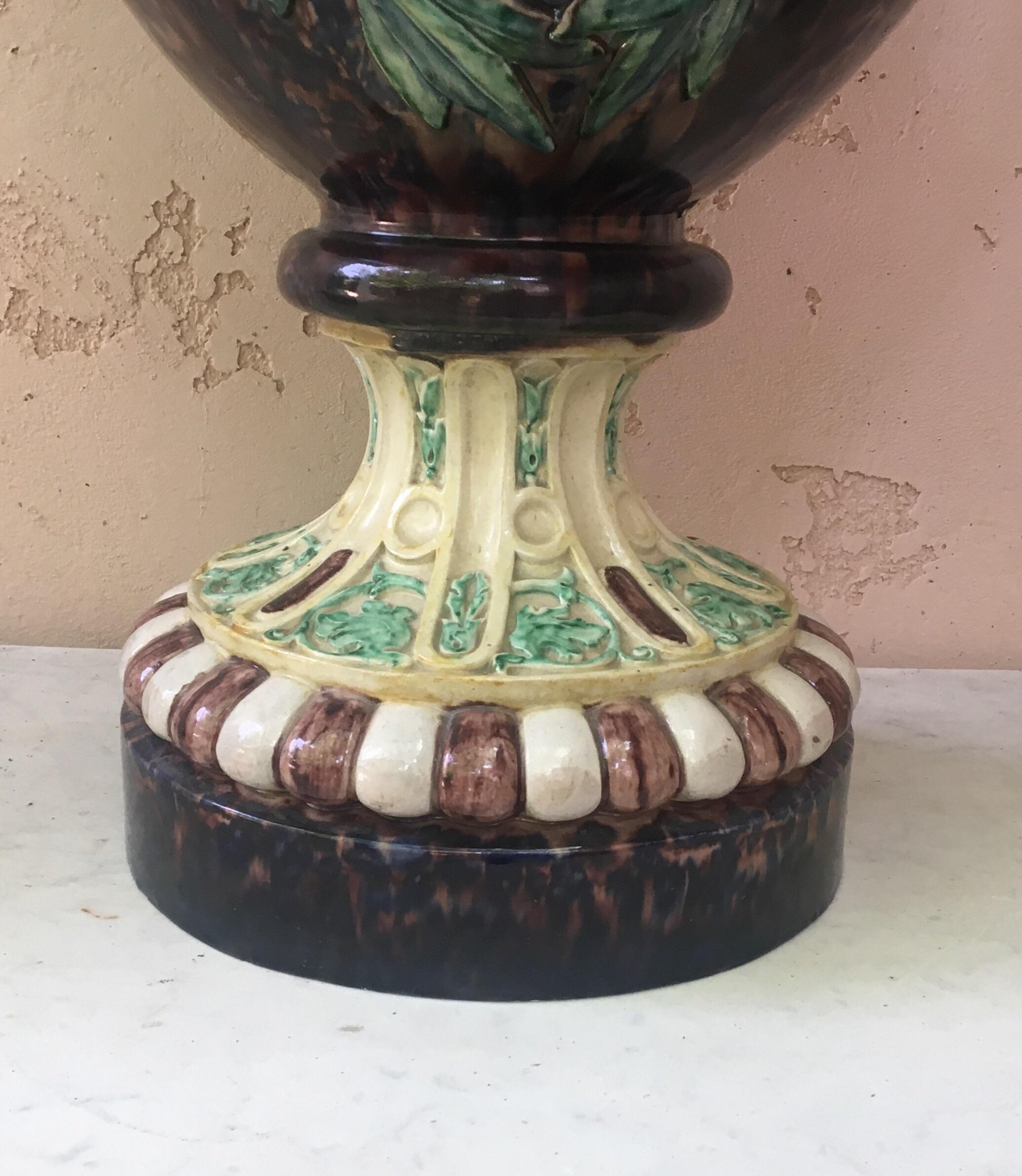 Renaissance Revival Monumental Majolica Palissy Renaissance Vase, circa 1880
