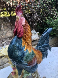 Monumental Majolica Rooster Vase Choisy Le Roi by Paul Comolera