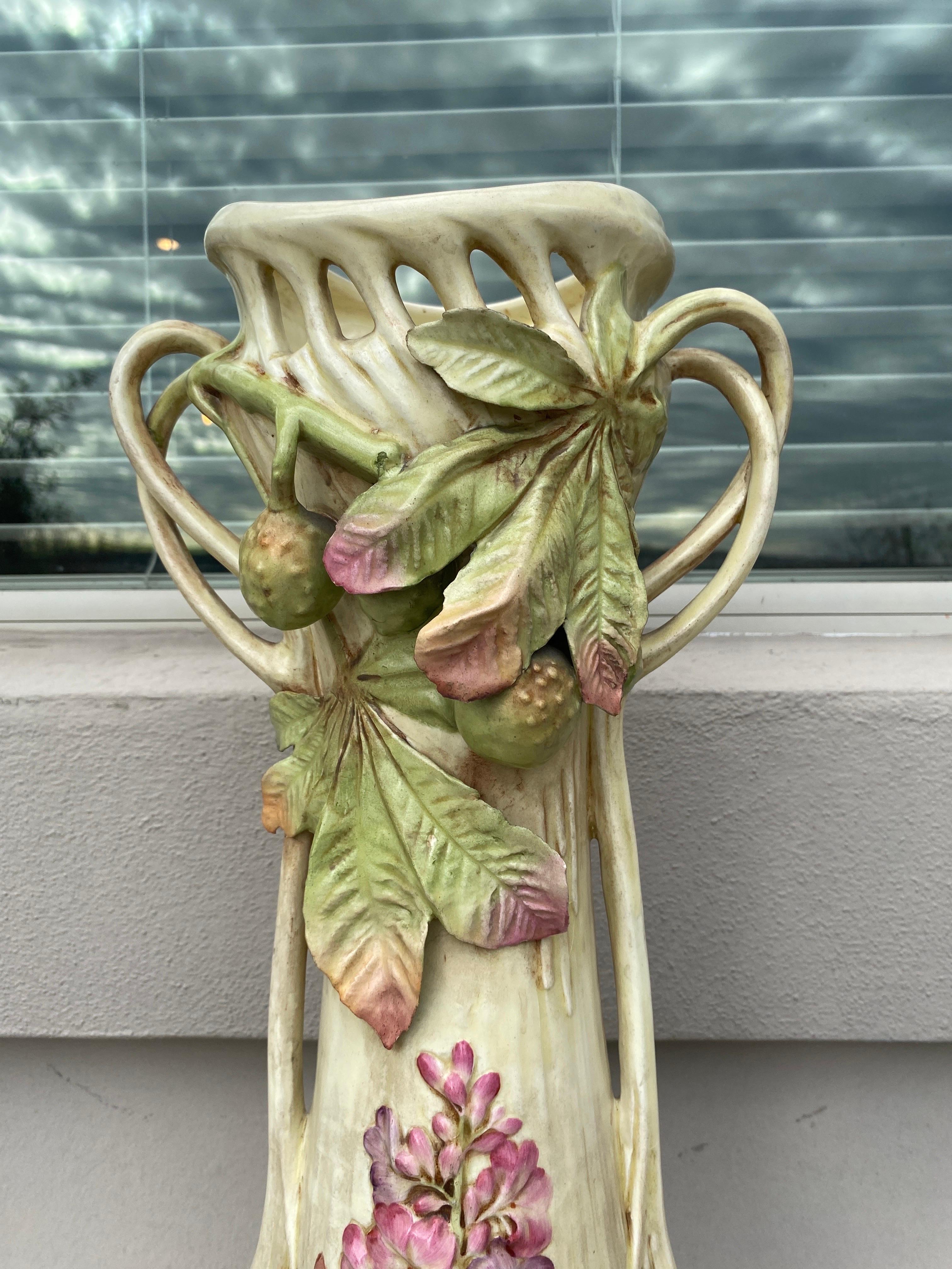 Early 20th Century Monumental  Majolica Vase Art Nouveau Royal Dux Circa 1900 For Sale