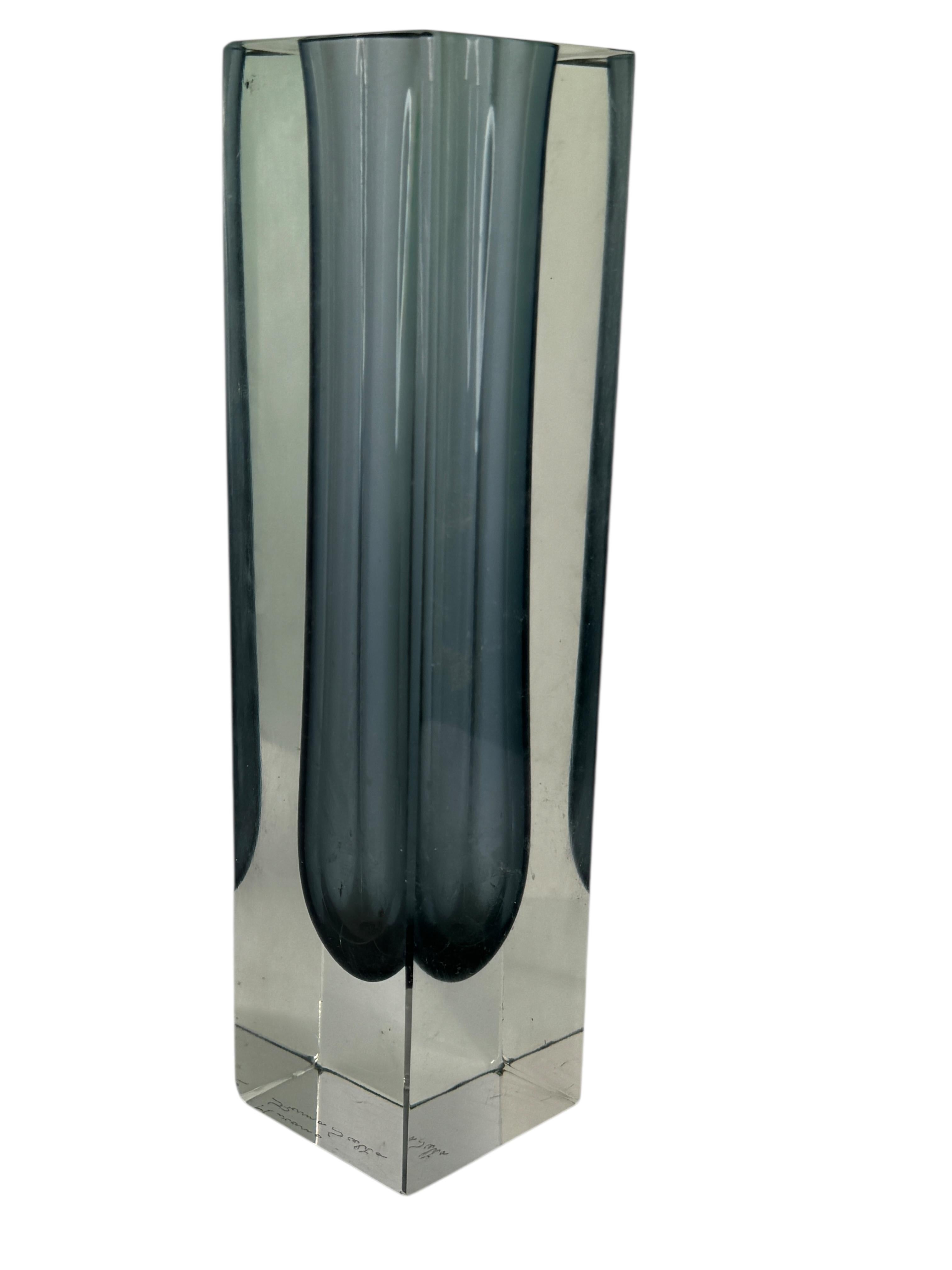 Monumental Jarrón Bloque Mandruzzato Gris y Transparente de Murano Glass Sommerso en venta 6