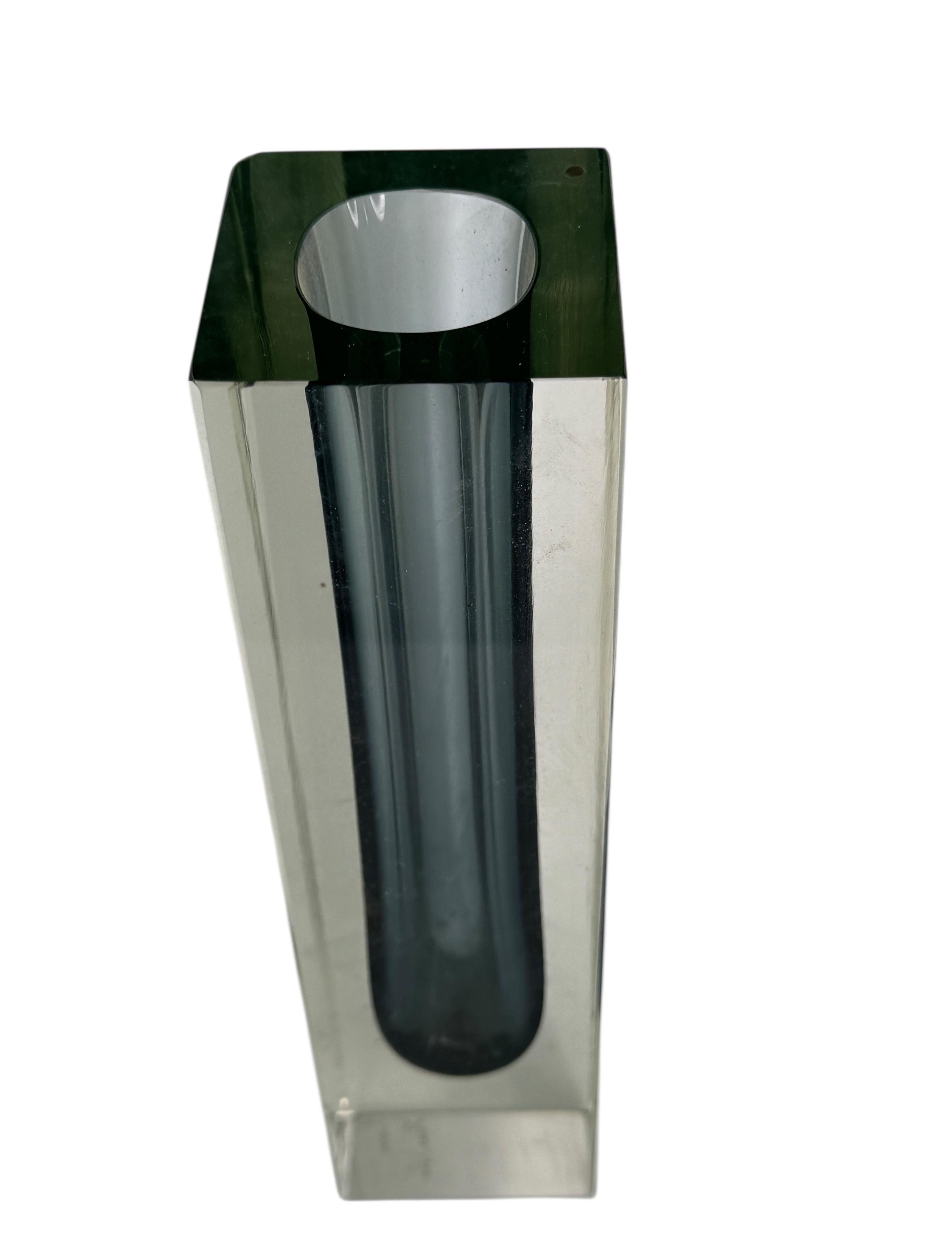 Monumental Jarrón Bloque Mandruzzato Gris y Transparente de Murano Glass Sommerso en venta 11