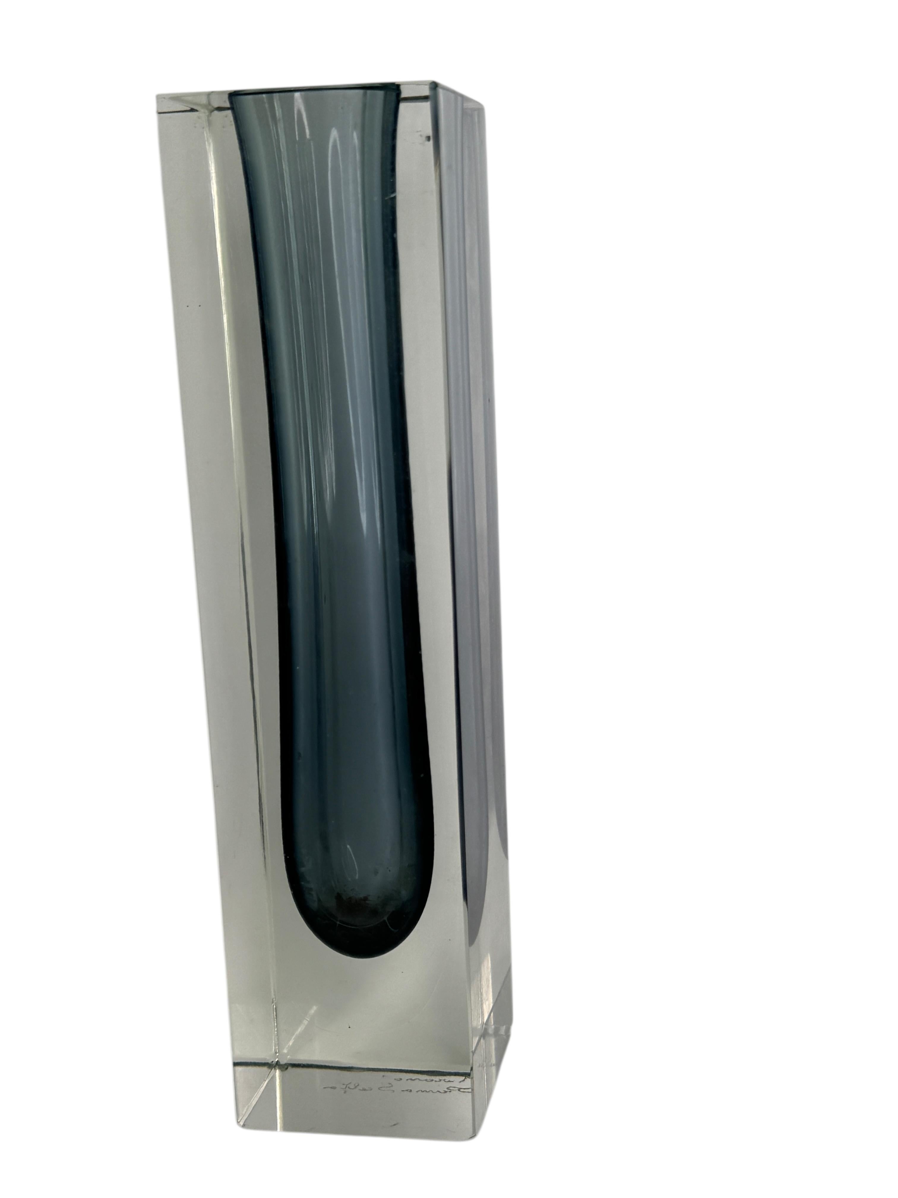 Monumental Jarrón Bloque Mandruzzato Gris y Transparente de Murano Glass Sommerso en venta 12