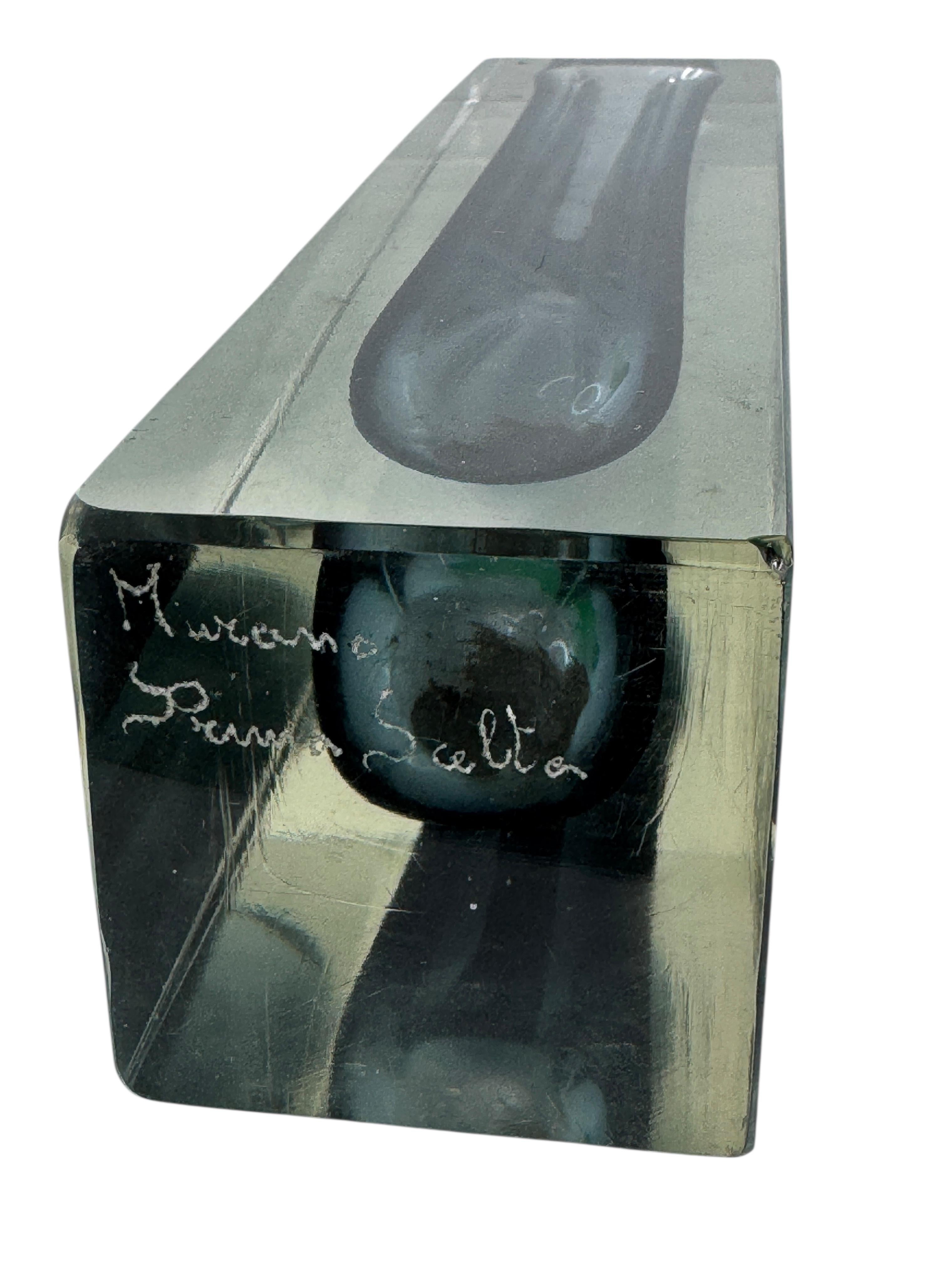 Monumental Jarrón Bloque Mandruzzato Gris y Transparente de Murano Glass Sommerso en venta 13