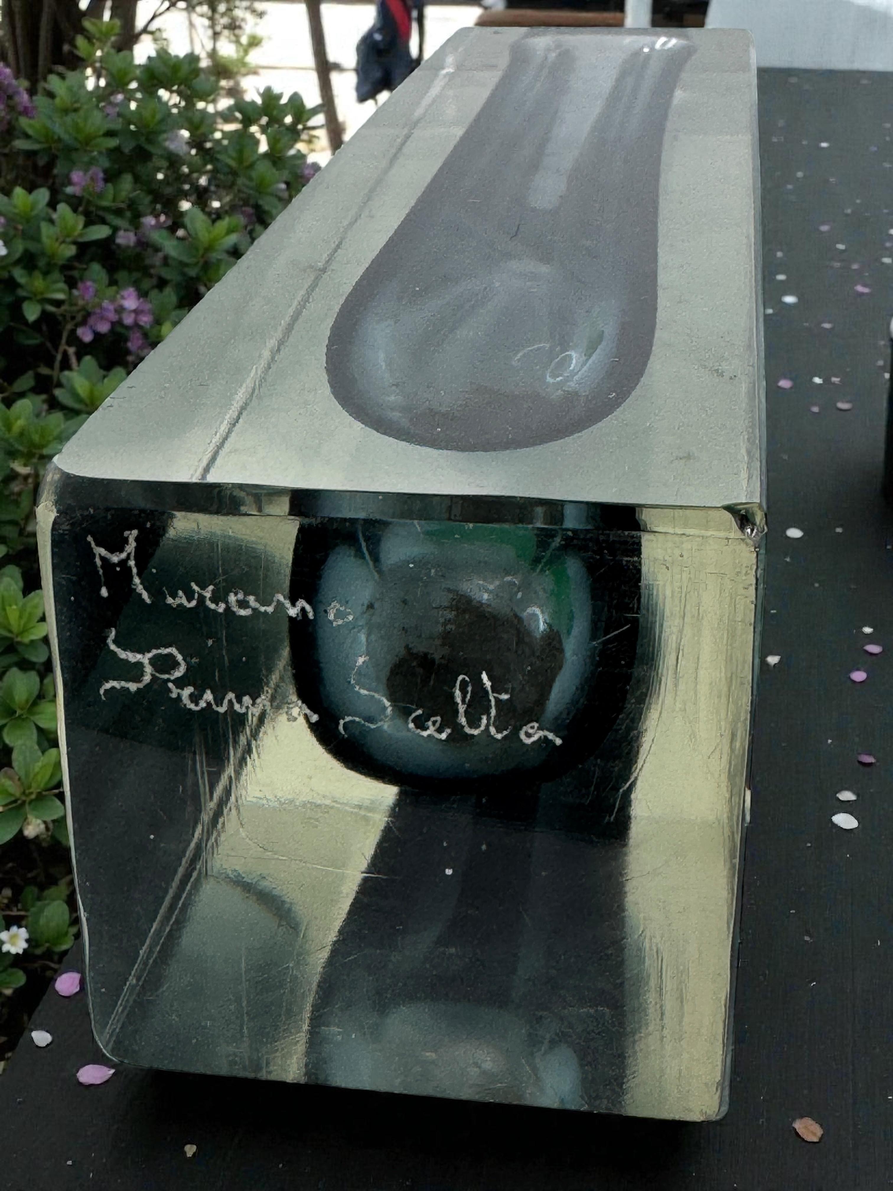 Monumental Jarrón Bloque Mandruzzato Gris y Transparente de Murano Glass Sommerso en venta 2