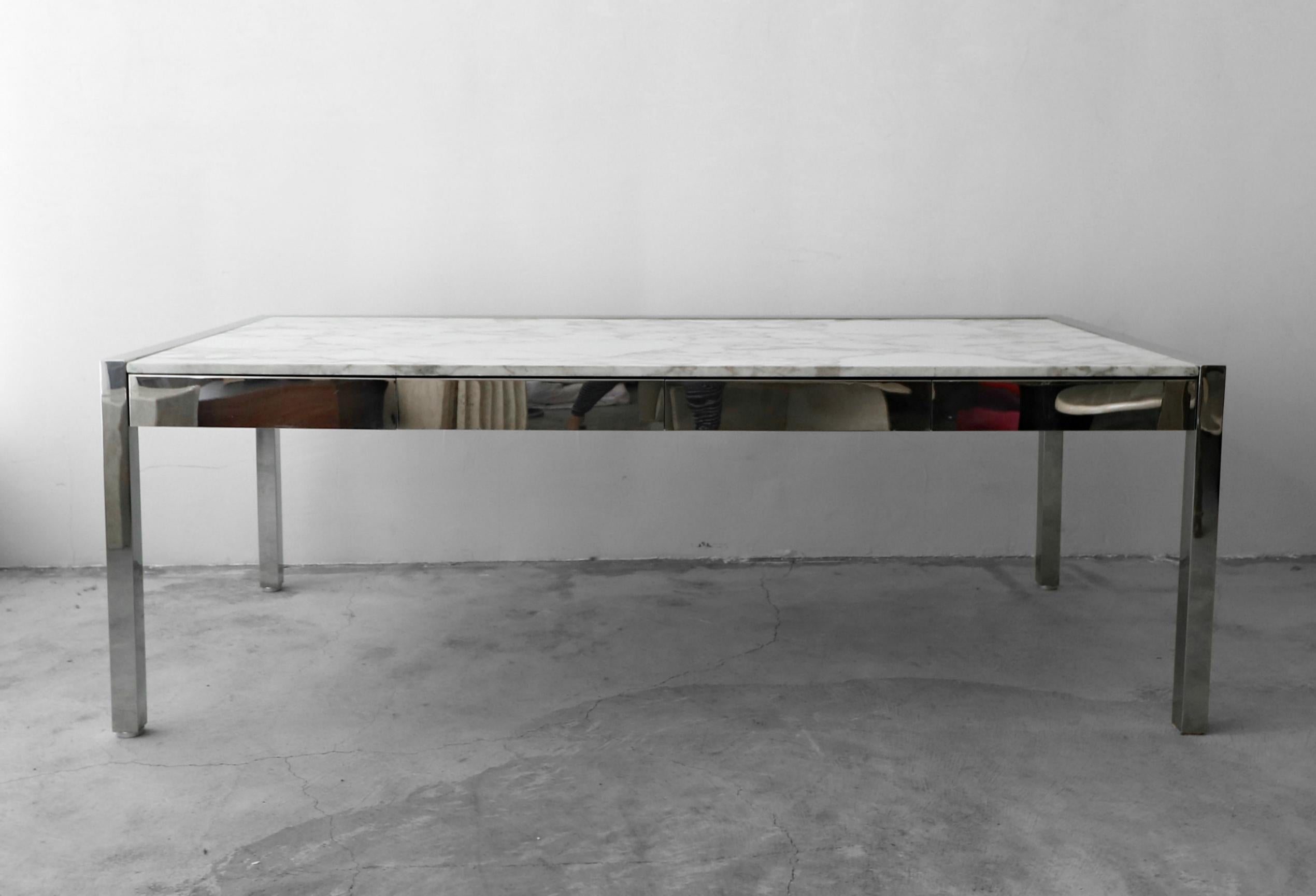Monumental Marble and Stainless Steel Executive Desk by Leon Rosen for Pace In Good Condition In Las Vegas, NV