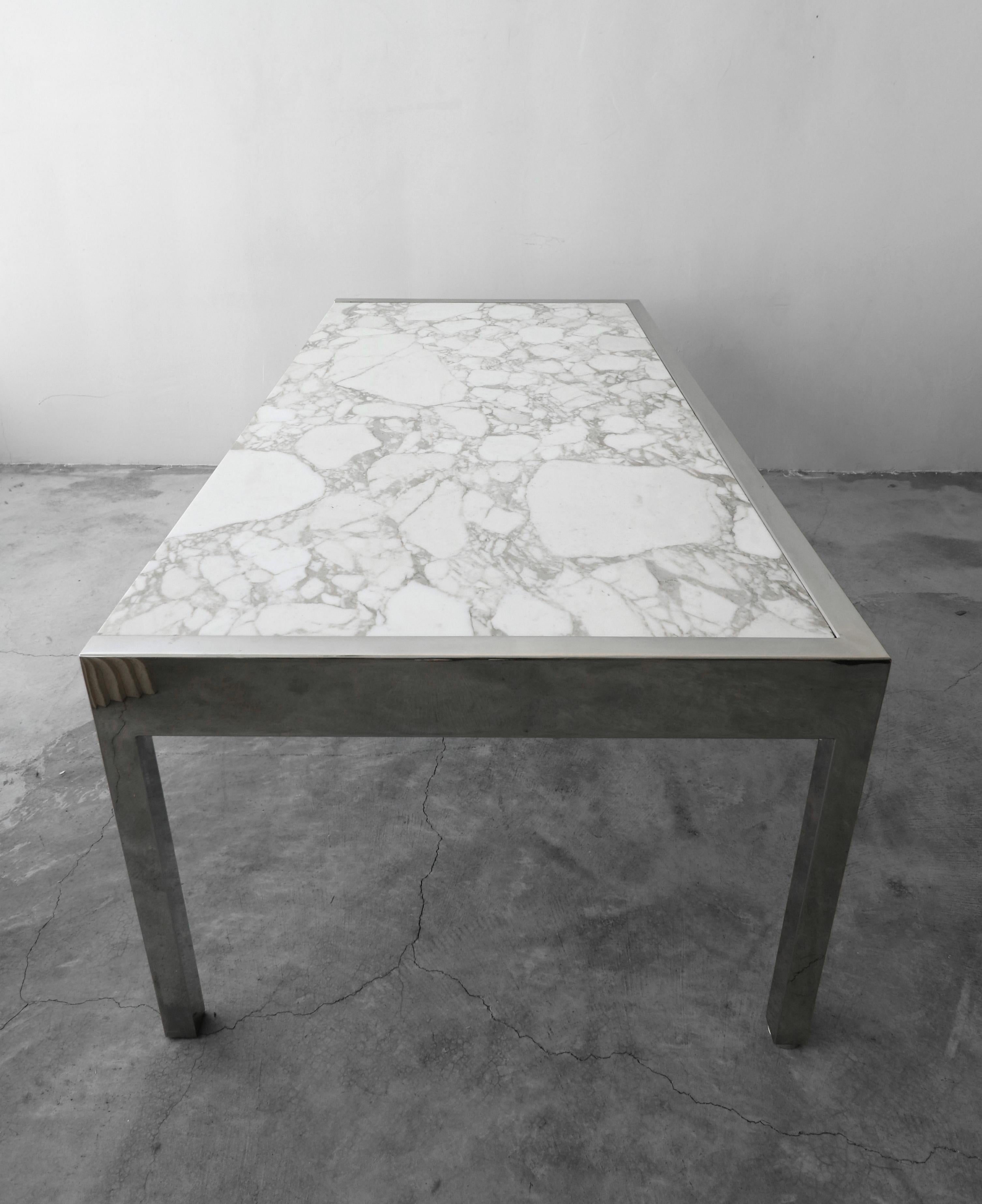 Monumental Marble and Stainless Steel Executive Desk by Leon Rosen for Pace 2