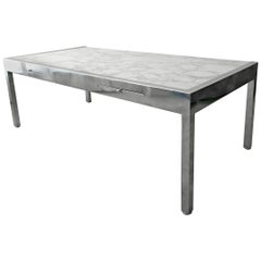 Monumental Marble and Stainless Steel Executive Desk by Leon Rosen for Pace