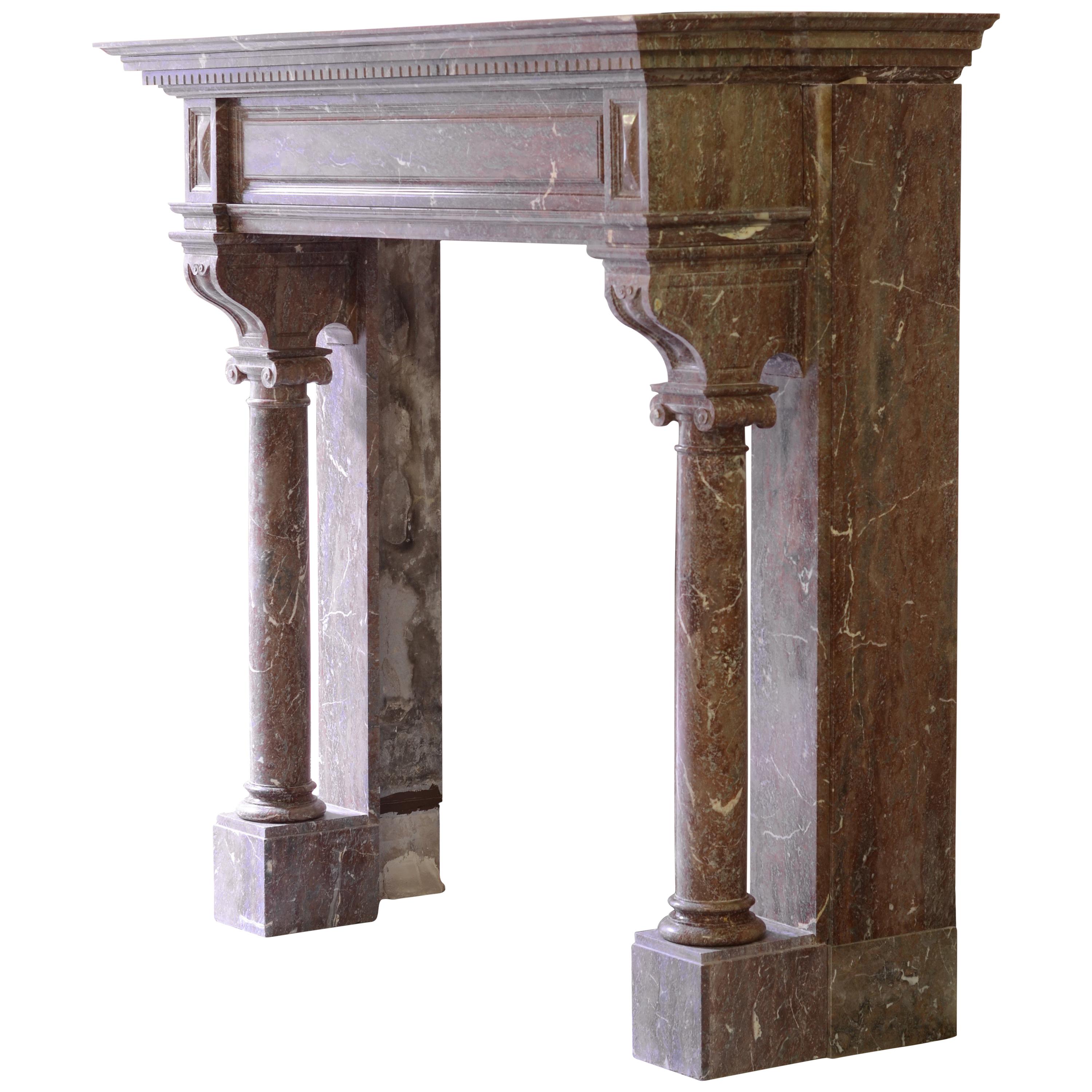 Monumental Marble Neo-Renaissance Fireplace Mantel