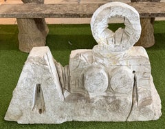 Monumental Marble Reclining Female Figure Sculpture, Manner of Henry Moore, 1970