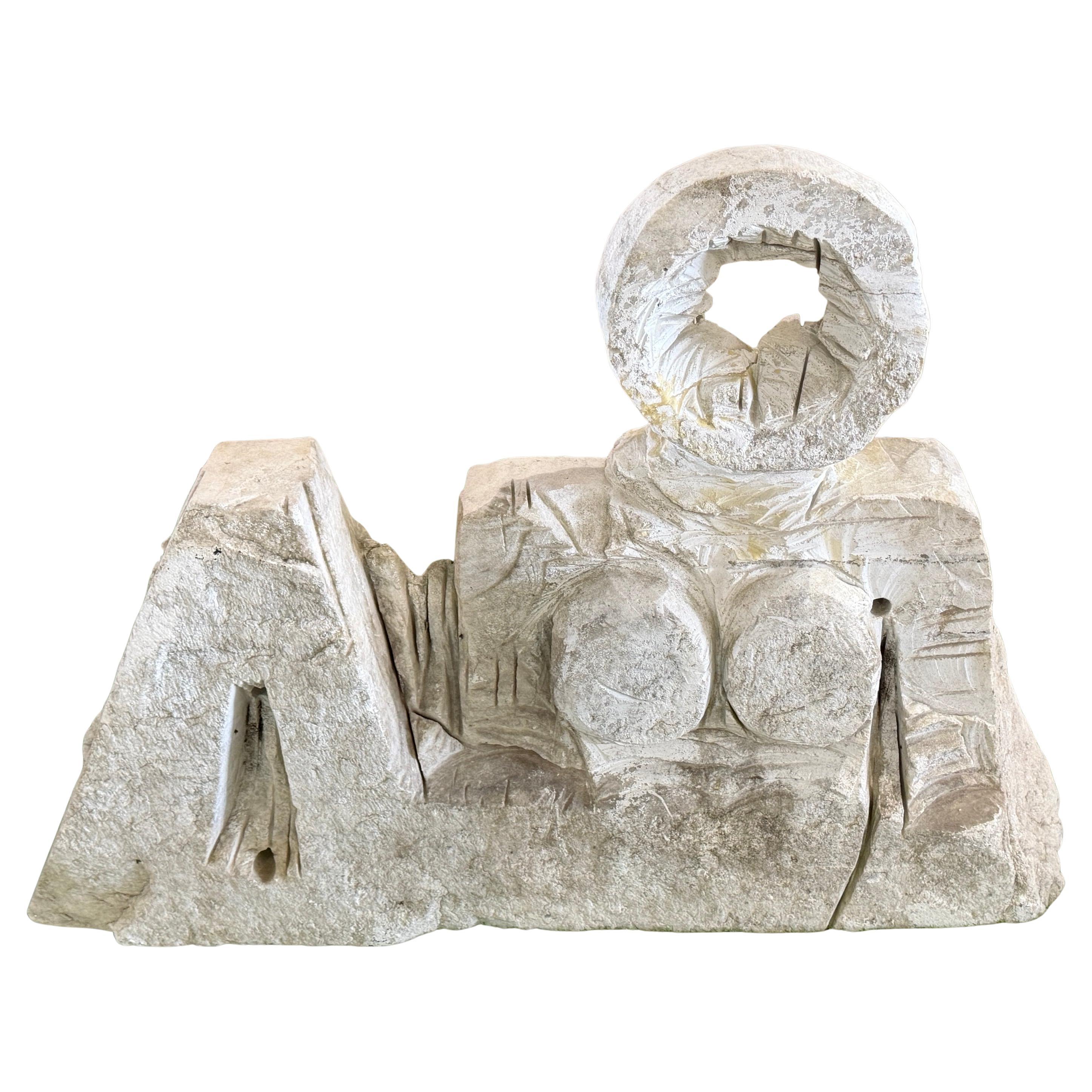 Scultura monumentale di figura femminile reclinata in marmo, alla maniera di Henry Moore, 1970