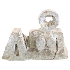 Monumental Marble Reclining Female Figure Sculpture, Manner of Henry Moore, 1970