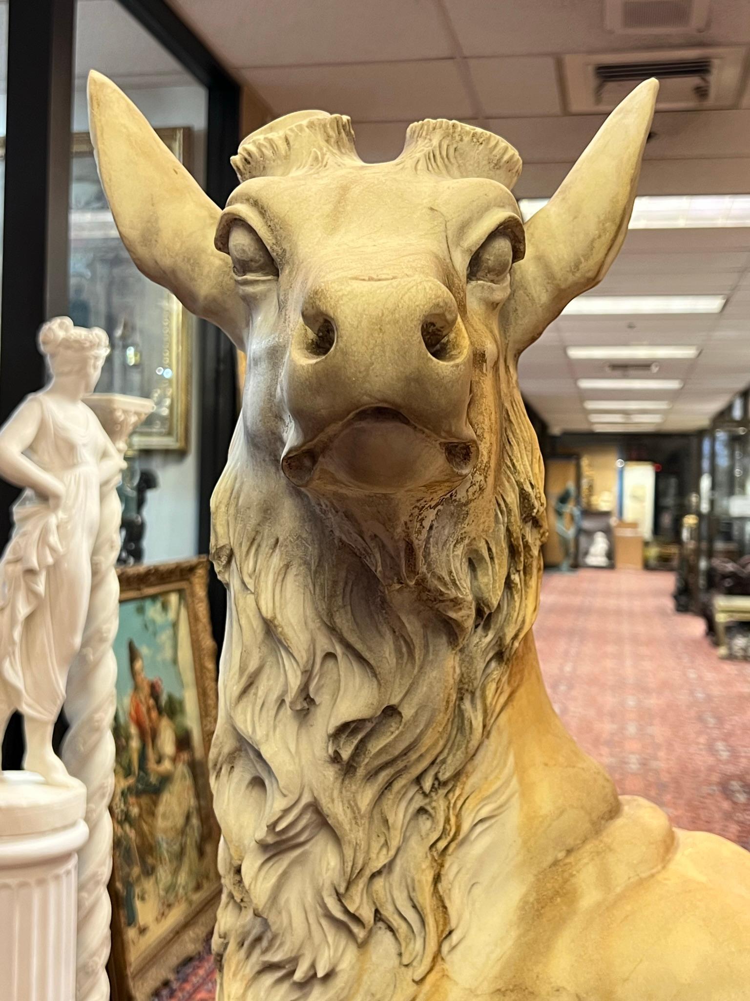 Monumental Marble Sculpture of Buck Deer and Fawn For Sale 9