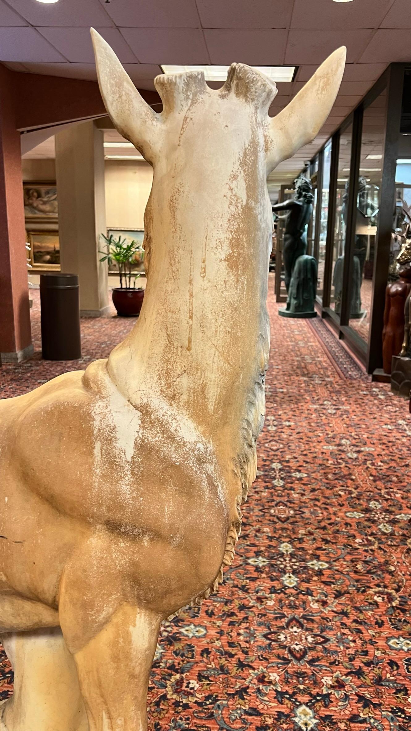 Monumental Marble Sculpture of Buck Deer and Fawn For Sale 3
