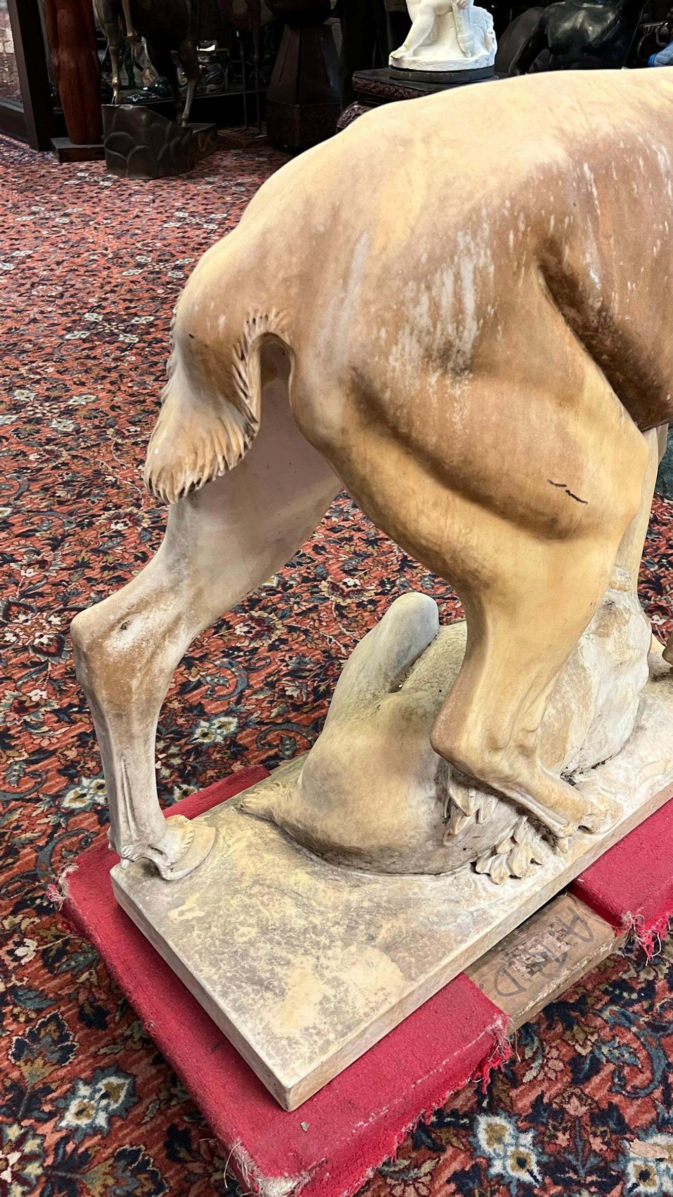 Monumental Marble Sculpture of Buck Deer and Fawn For Sale 4