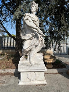 Monumental Marble Sculpture of Julius Caesar after Nicolas Coustou, Italy, 1980s