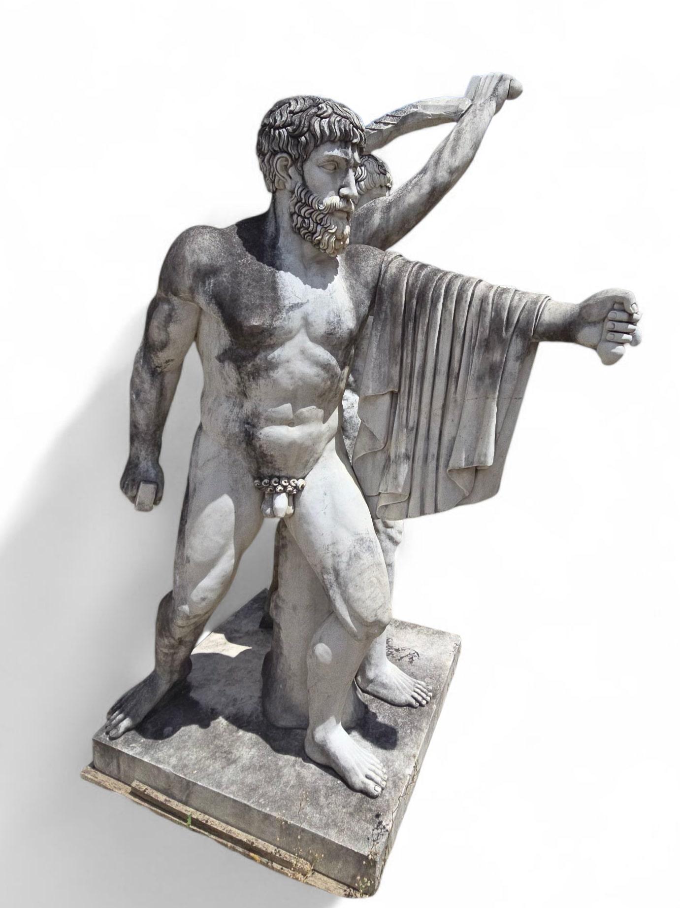 Monumental Marble Sculpture of the Tyrannicides, Italian, Early 20th Century For Sale 7