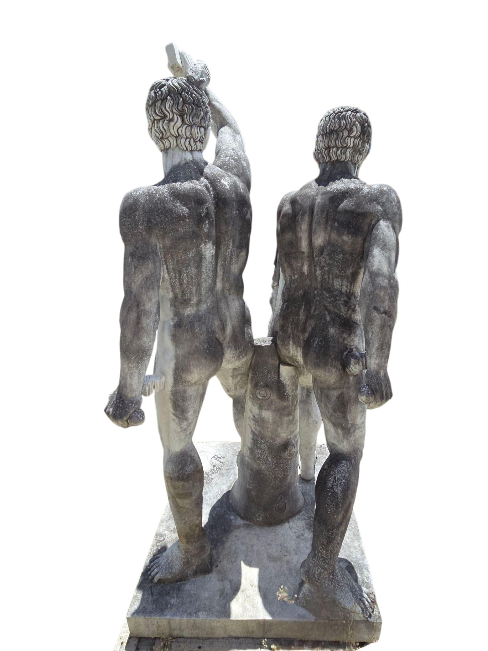 Monumental Marble Sculpture of the Tyrannicides, Italian, Early 20th Century For Sale 4