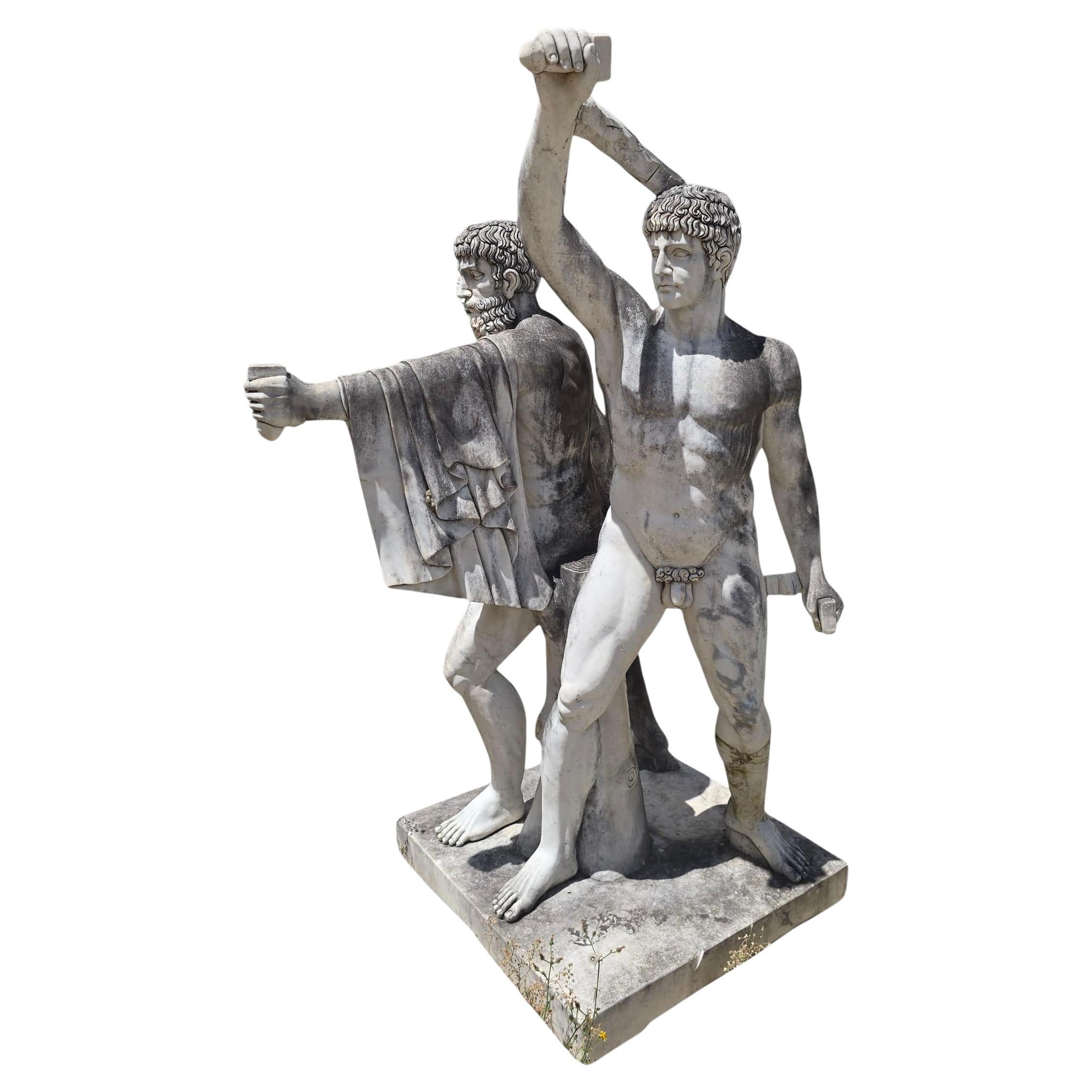 Monumental Marble Sculpture of the Tyrannicides, Italian, Early 20th Century For Sale