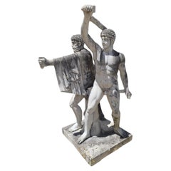 Escultura monumental en mármol de los Tiranicidas, italiana, principios del siglo XX