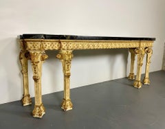 Maison Jansen, Louis XV Style, Large Console, Beige Carved Wood, Marble